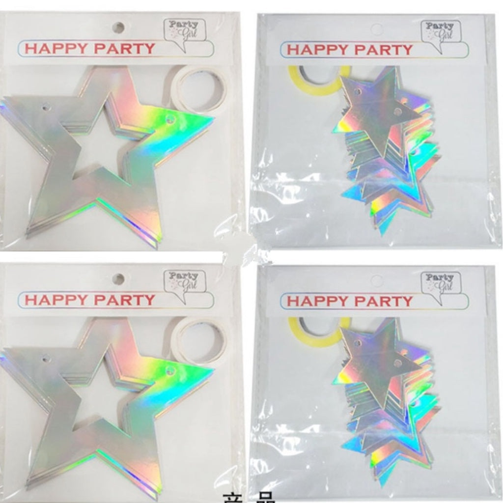 Hollow Star Party Garland Metalik