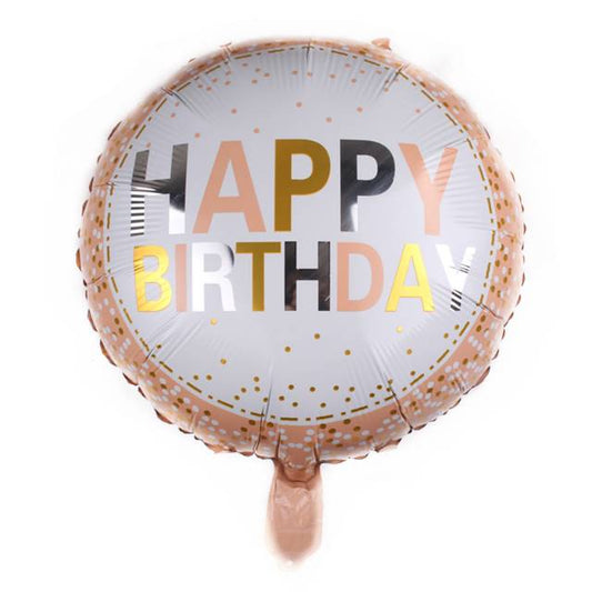 Balon Foil Bulat HBD Happy Birthday Polka Peach Size 45 cm
