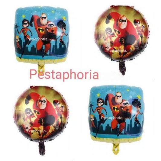Balon Foil Bulat / Kotak Incredibles Size 45 cm