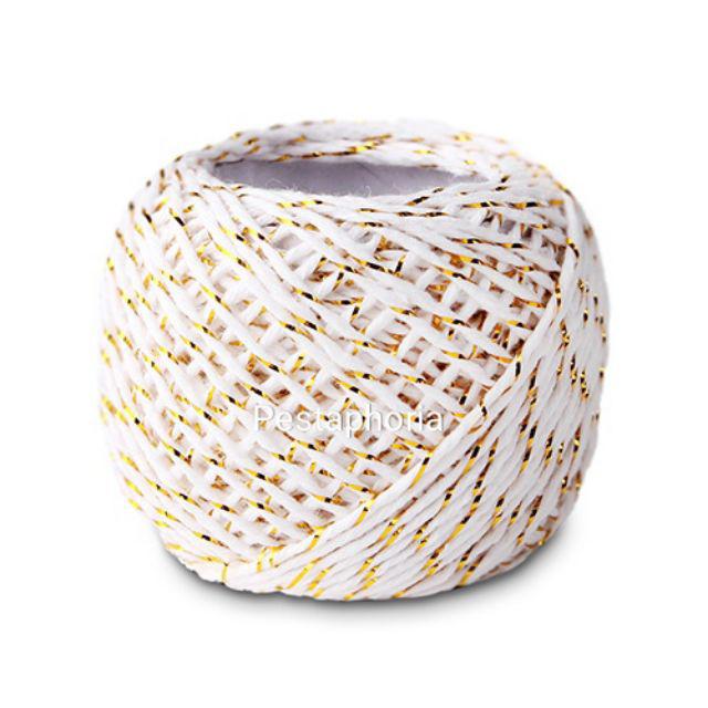 1 Roll 20 meter White Gold Twine Rope u/ Box Gift Packaging