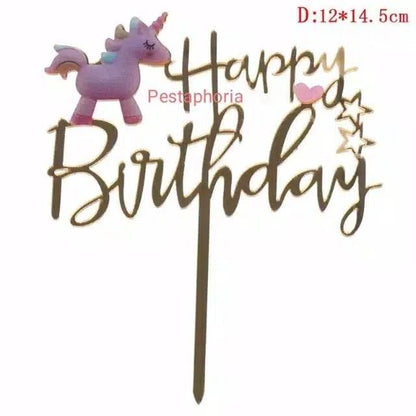 Cake Topper Acrylic / Akrilik Happy Birthday One & Unicorn/ Ariel Mermaid /Captain America / Rainbow
