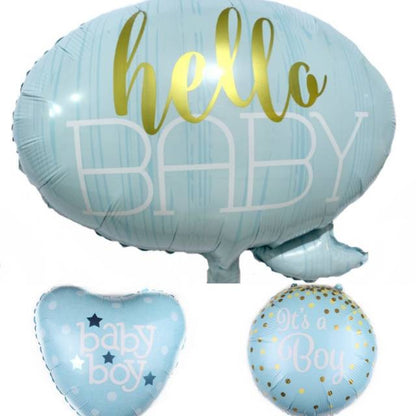Set Balon Foil Baby Shower Hello Baby It's A Girl / It's A Boy / Baby Boy/ Baby Girl Pastel