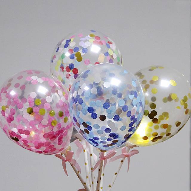 Cake Topper Balon Latex 5 inch isi Confetti u/ Hiasan Kue