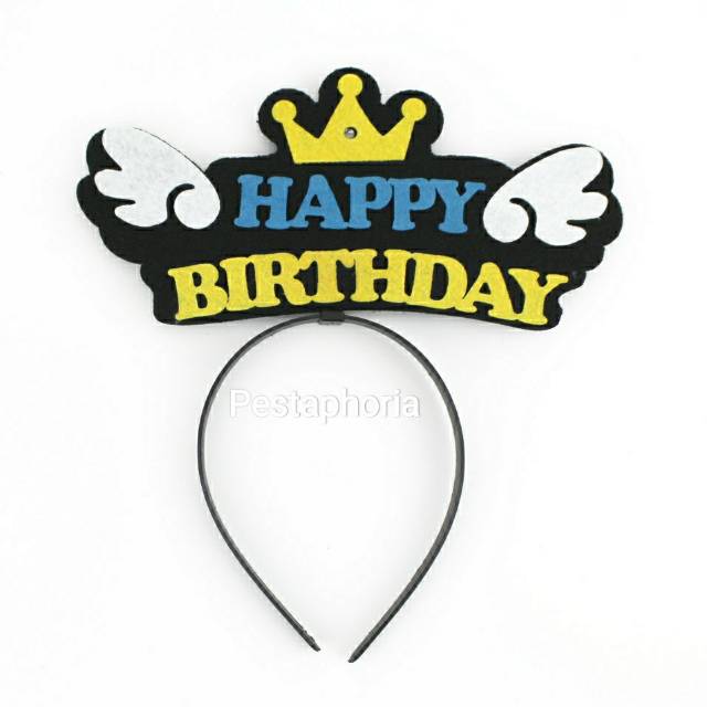 Bando / Headband Flanel LED Happy Birthday