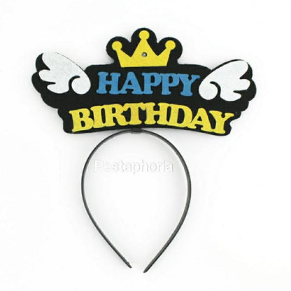 Bando / Headband Flanel LED Happy Birthday
