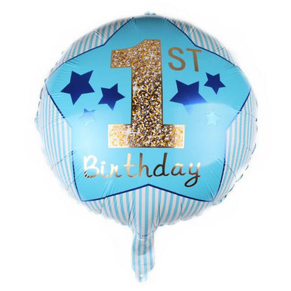 Balon Foil Bulat 1st Birthday Blue / Pink Size 45 cm