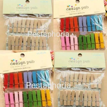 20 pcs Wooden Clip 3,5 cm +  free tali rami / Wooden Peg / Penjepit Foto Kayu / Jepitan Foto