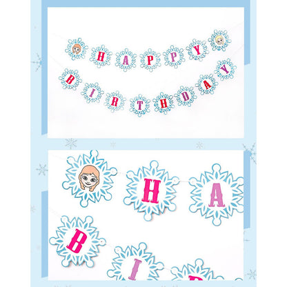 Bunting Flag / Banner Happy Birthday HBD Snowflake / Frozen