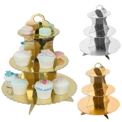 3 Tier Cupcake Stand / Cake Stand Gold & Silver