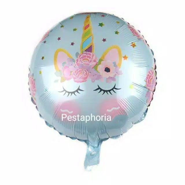 Balon Foil Bulat Unicorn Eyelash Size 45 cm