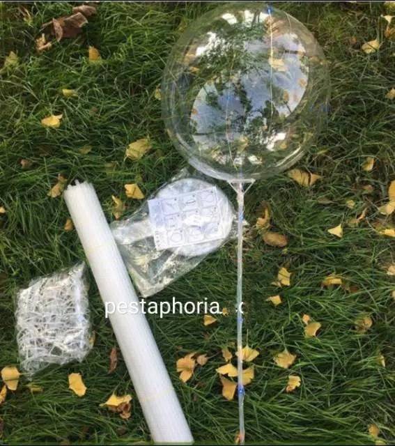 Stick / Stik Balon PVC / Foil Panjang 80 cm ( 40 cm + 40 cm) Warna Transparan / Bening
