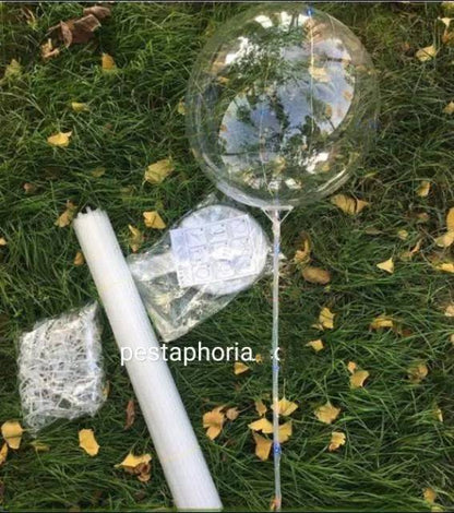 Stick / Stik Balon PVC / Foil Panjang 80 cm ( 40 cm + 40 cm) Warna Transparan / Bening