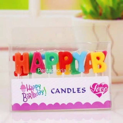 Lilin Ulang Tahun / Happy Birthday Candles Warna Warni Polkadot, Stripe, Polos