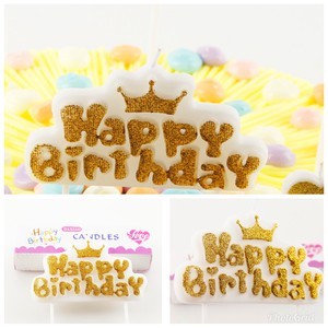 Lilin Ulang Tahun Mahkota / Crown Happy Birthday Candles Warna Gold