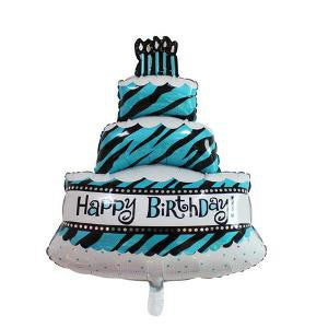 Balon Foil Happy Birthday Cake 3 Susun Jumbo Warna Tosca Size 100 cm