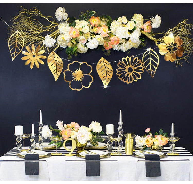 Banner Hollow Flowers Leaves