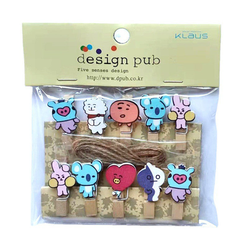 Wooden Clip Set Minion,Doraemon,Hello Kitty, My Little Pony/Penjepit Foto Kayu Karakter/Jepitan Kayu