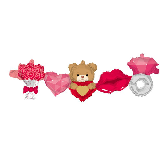 Balon Foil Link / Sambung Diamond Ring Bear Set