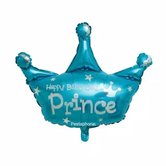 Balon Foil Happy Birthday Prince Crown / Mahkota Biru Size Jumbo 85 cm