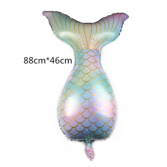 Balon Foil Mermaid Tail Rainbow size 88 x 46 cm