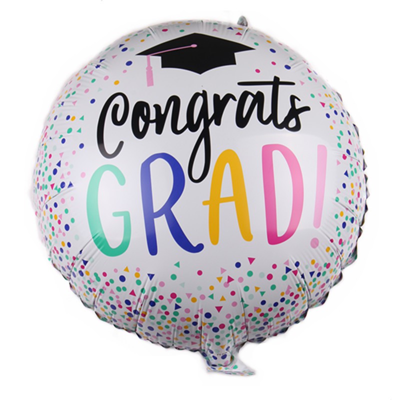 Balon Foil Bulat Wisuda / Graduation / Congrats Grad Toga Daun / Toga Confetti Size 45 cm