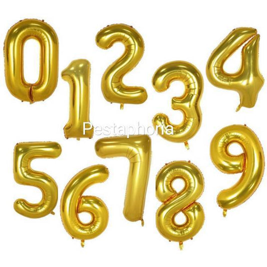 Balon Foil Angka Jumbo Warna Gold Size 100 cm / 40 inch