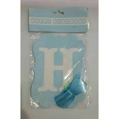 Bunting Flag / Banner Happy Birthday HBD Perisai Warna Biru / Blue