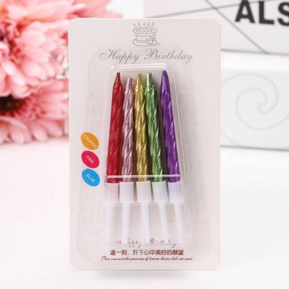 Lilin Ulang Tahun Ulir / Spiral Pendek Gold Silver Pink Champagne Gold  isi 10 pcs