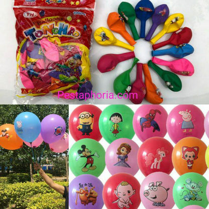 10 pcs Balon Latex / Lateks Print Kartun Karakter Mix Random