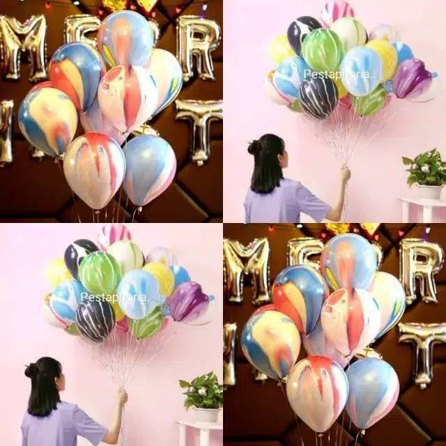 10 pcs Balon Latex / Lateks Marble Size 10 inch