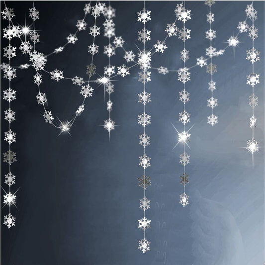 Snowflake Party Garland Silver Metalik 4 meter