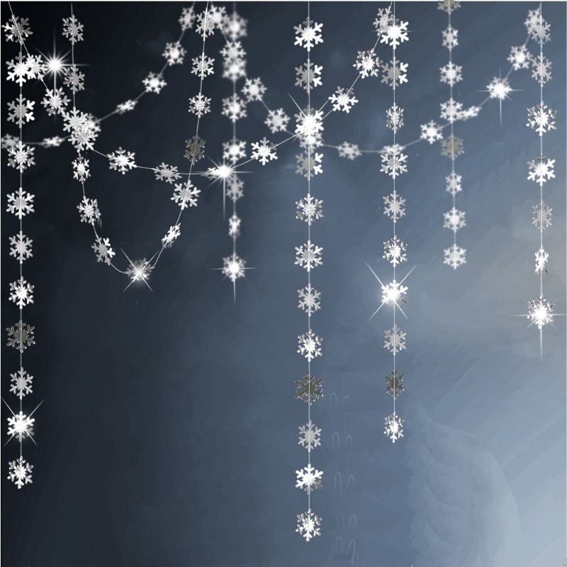 Snowflake Party Garland Silver Metalik 4 meter