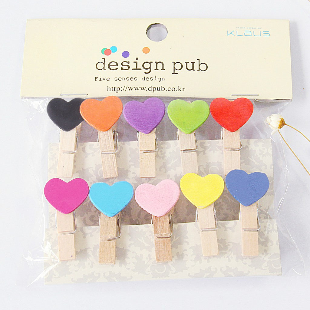 Wooden Clip Set Love 3,5 cm / Penjepit Foto Kayu Hati / Jepitan Kayu / Wooden Peg
