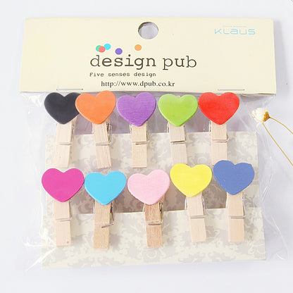 Wooden Clip Set Love 3,5 cm / Penjepit Foto Kayu Hati / Jepitan Kayu / Wooden Peg