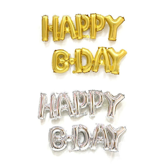 Balon Foil Happy Bday Sambung Gold / Silver