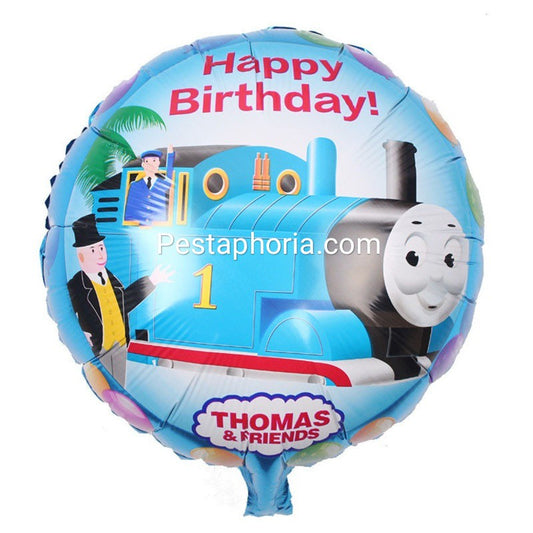 Balon Foil Bulat Thomas Tulisan Happy Birthday Size 45 cm