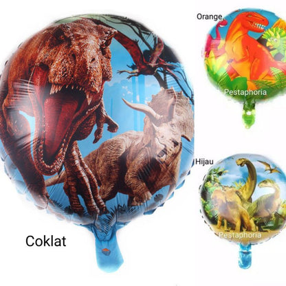 Balon Foil Bulat Dinosaurus / Dinosaur Size 45 cm