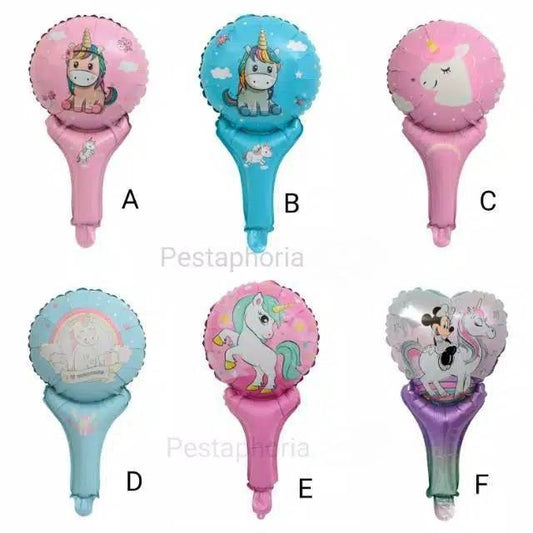 Balon Foil Pentung / Tongkat / Tenis Unicorn Bulat