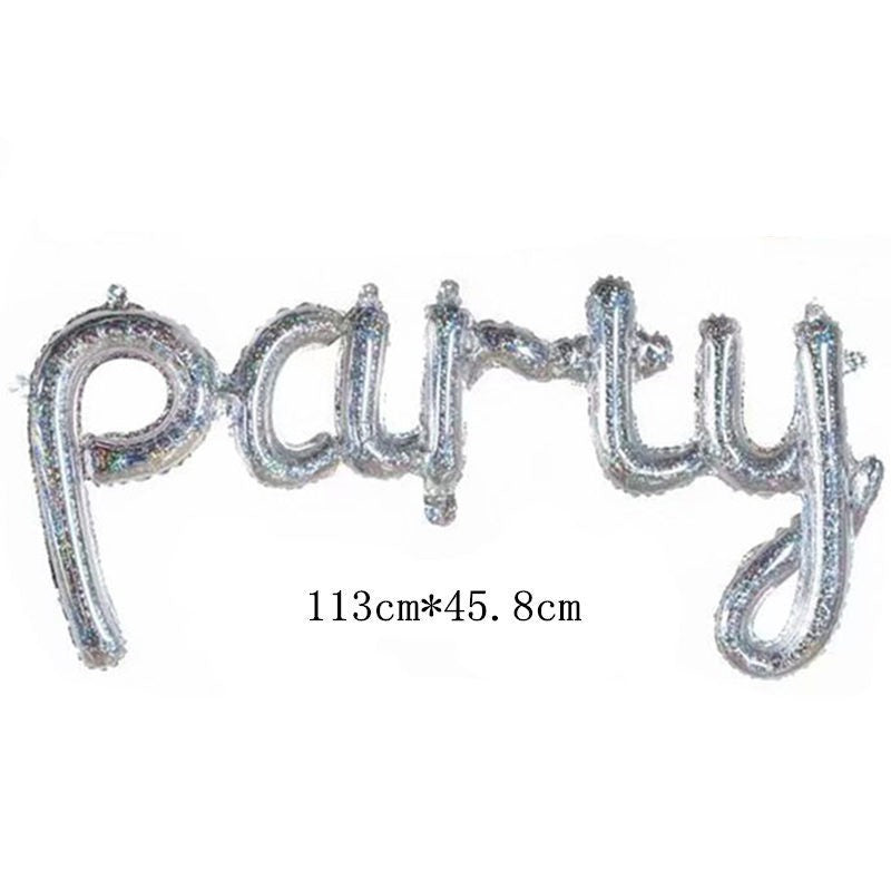 Balon Foil Huruf Latin hello party warna Baby Pink / Silver Glitter