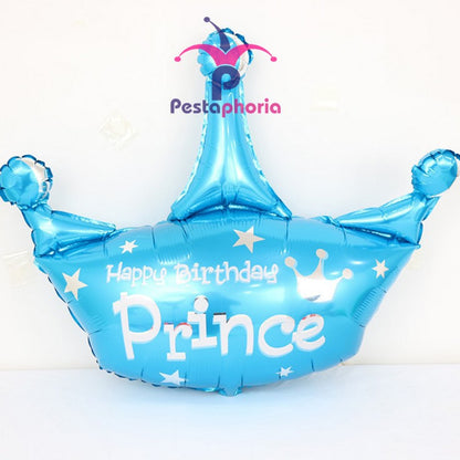 Balon Foil Jumbo 103 cm Happy Birthday Prince Crown / Mahkota Jumbo Biru