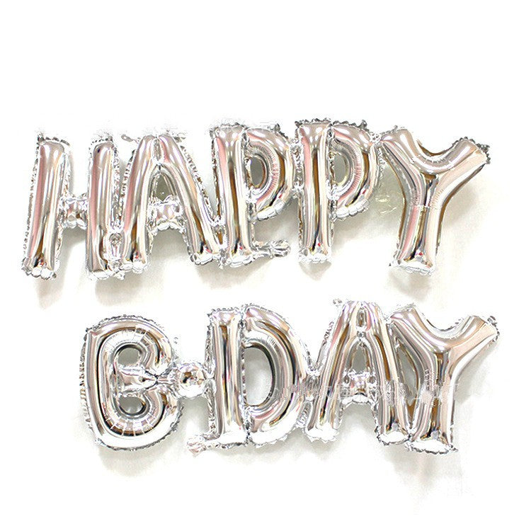 Balon Foil Happy Bday Sambung Gold / Silver