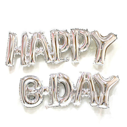 Balon Foil Happy Bday Sambung Gold / Silver