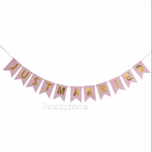 Bunting Flag / Banner Just Married Hot Print Gold