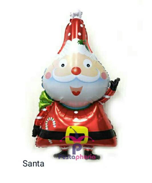 1 Set isi 5 item Balon Foil Natal Christmas Santa, Snowman, Candy Canes, Wreath