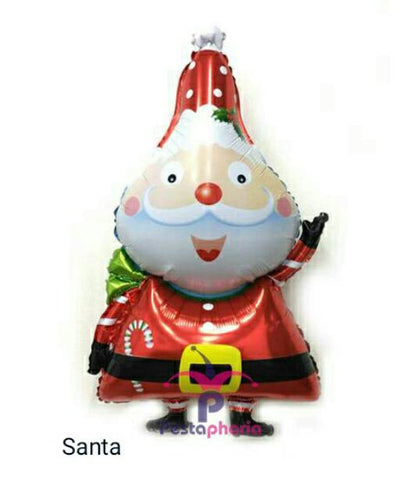 1 Set isi 5 item Balon Foil Natal Christmas Santa, Snowman, Candy Canes, Wreath