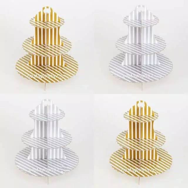 3 Tier Cupcake Stand / Cake Stand Gold & Silver