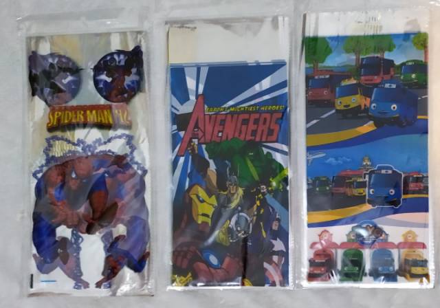 ( isi 10 pcs ) Plastik Snack Kartun / Goodie Bag Size Sedang 18 cm x 36 cm /  Bingkisan Ulang Tahun / Ultah