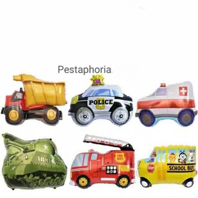 Balon Foil Fire Truck,  Dump Truck,  Police Car,  Ambulance,  Army ,  School Bus, Plane Jumbo