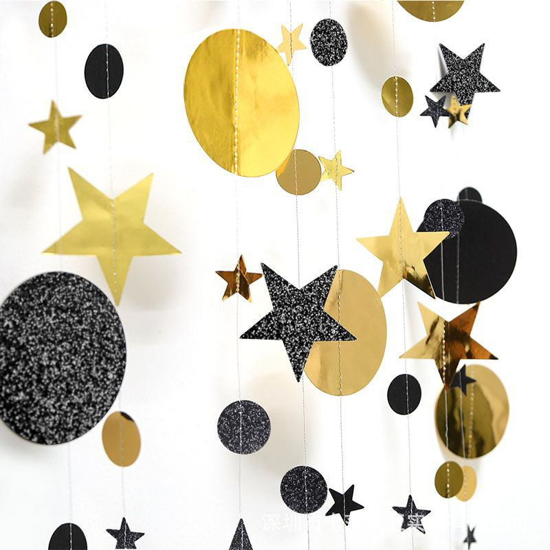 Star mix Round 2 warna Party Garland Metalik 4 meter