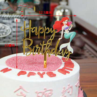 Cake Topper Acrylic / Akrilik Happy Birthday One & Unicorn/ Ariel Mermaid /Captain America / Rainbow